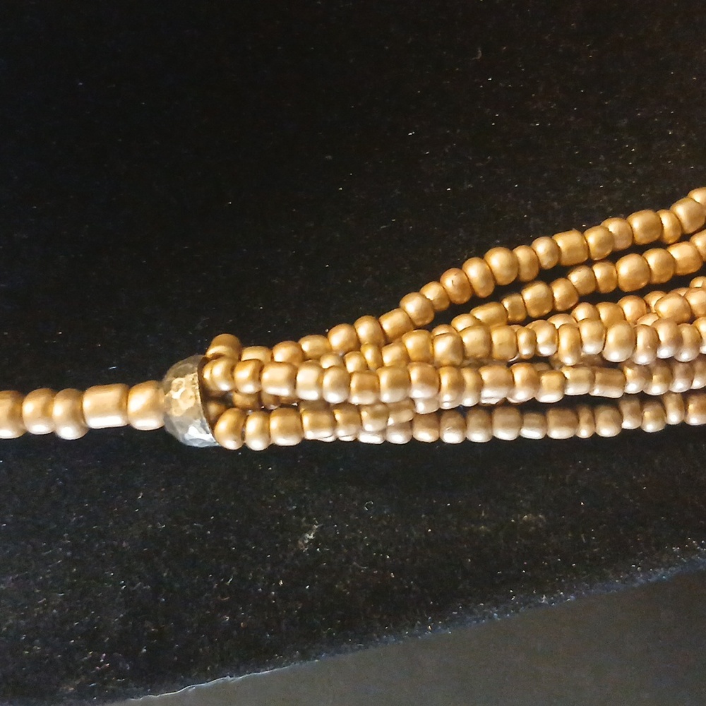 Elegant Gold Multi Stramd Beaded Necklace - Picture 2 of 8